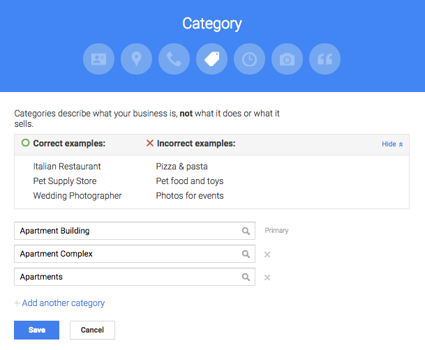 Google My Business Category