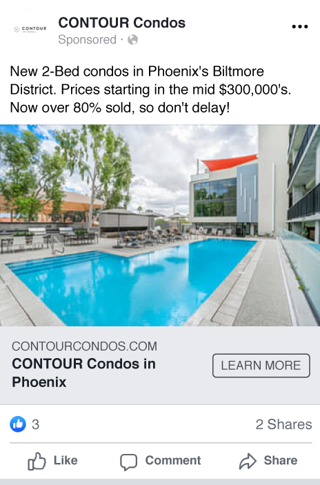 Contour Condos Facebook Ad Example