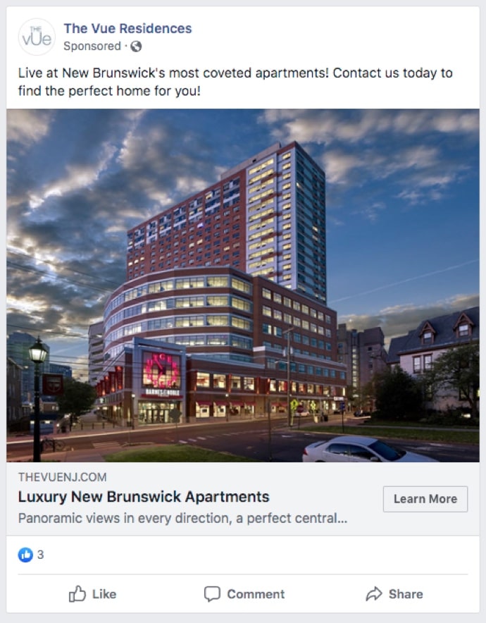 Snapshot of The Vue Residences Facebook post.