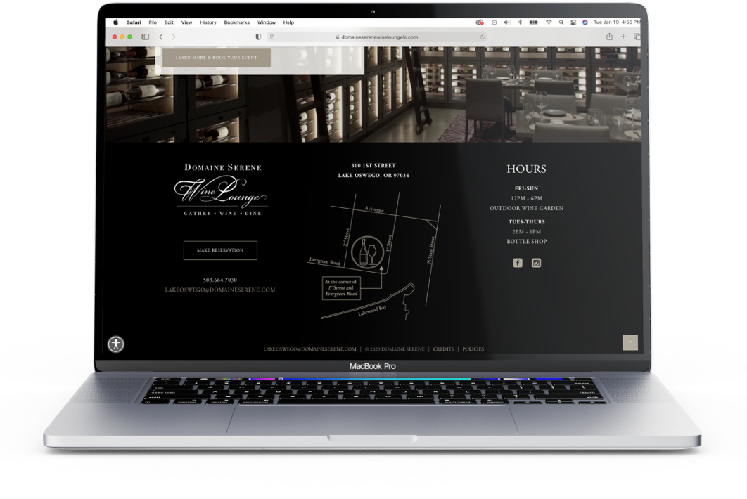 Domaine Serene Wine Lounge Website Mockup