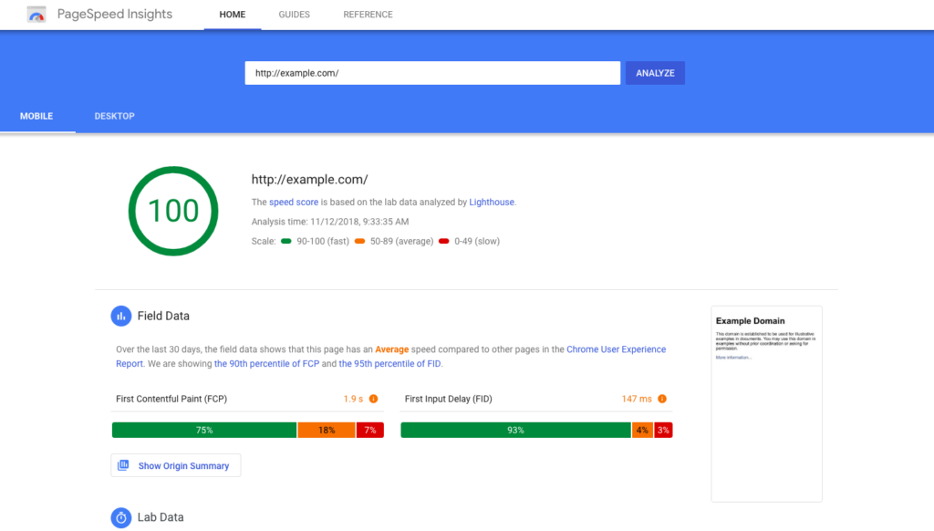 Google Pagespeed Insights Dashboard