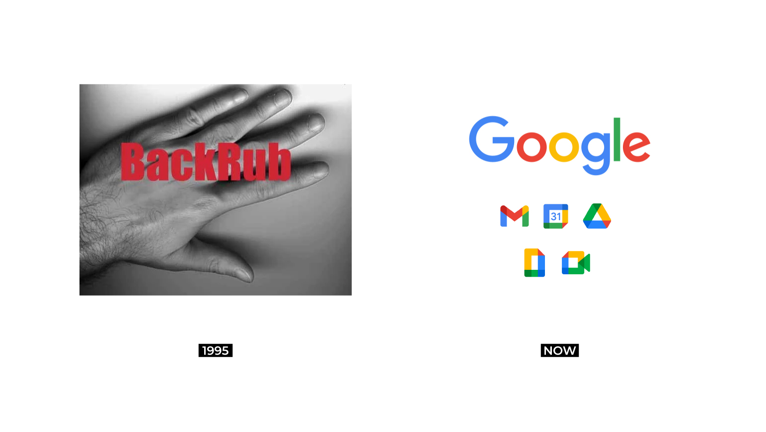 Google Backrub Rebrand Before & After Graphic