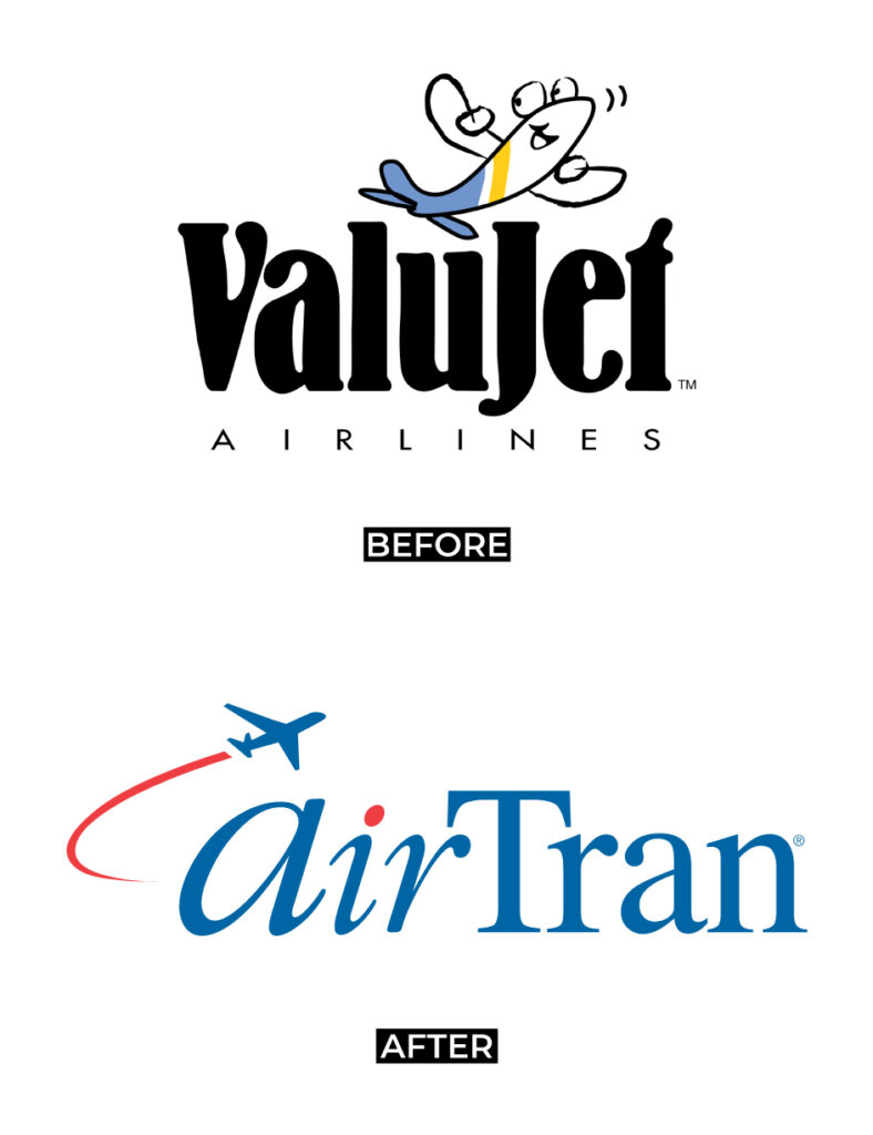 ValuJet Rebrand Before & After Blog Graphic