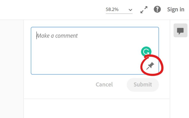 Leaving comments in Adobe XD screenshot