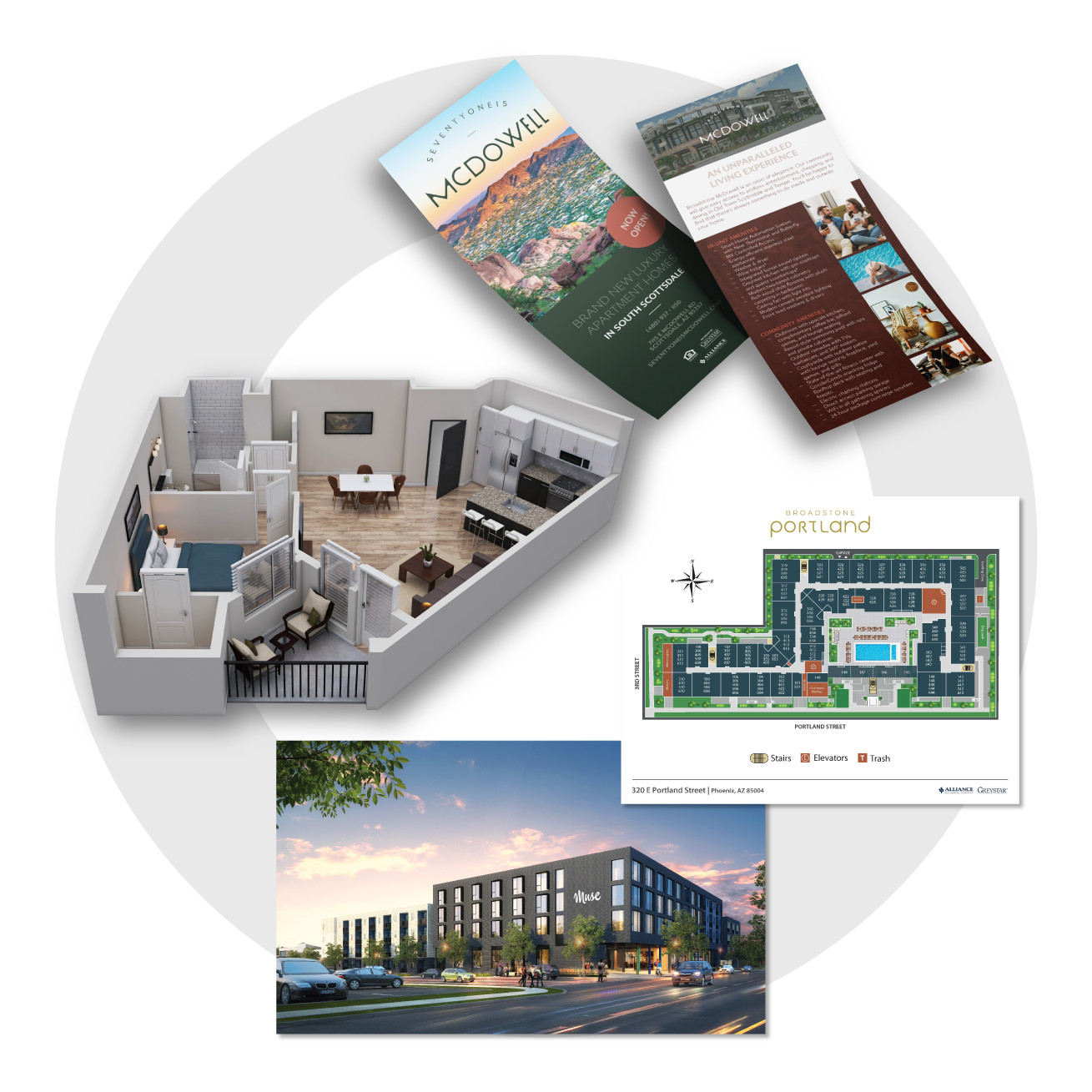 GTMA Collateral Design, Renderings, Floor Plans, and Site Maps