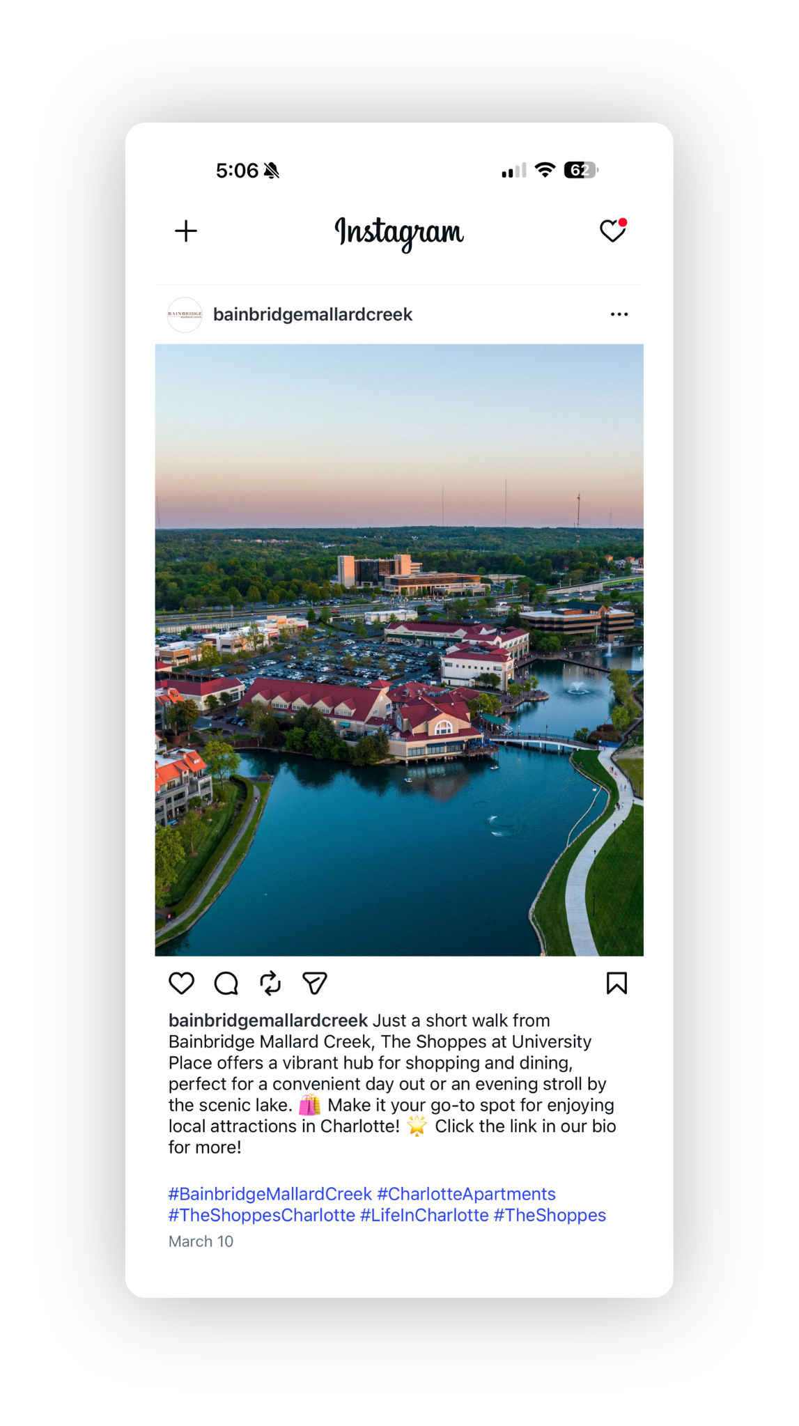 Social media mockup of a Facebook social post with fewer hashtags.